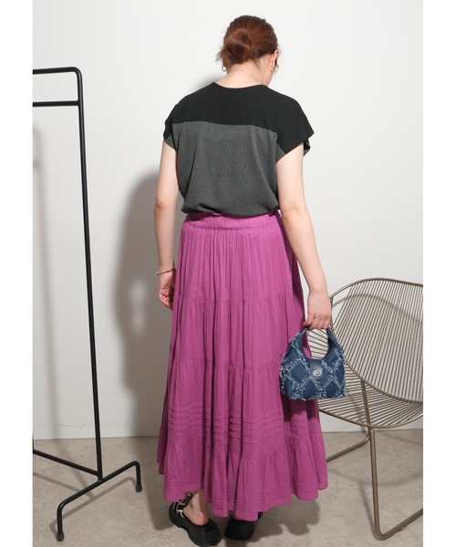 palm RICHE（ポームリシュ）の「バイカラーニットTOPS（Tシャツ/カットソー・レディース・チャコールグレー/ブラック/オフホワイト・M）」の11枚目の写真