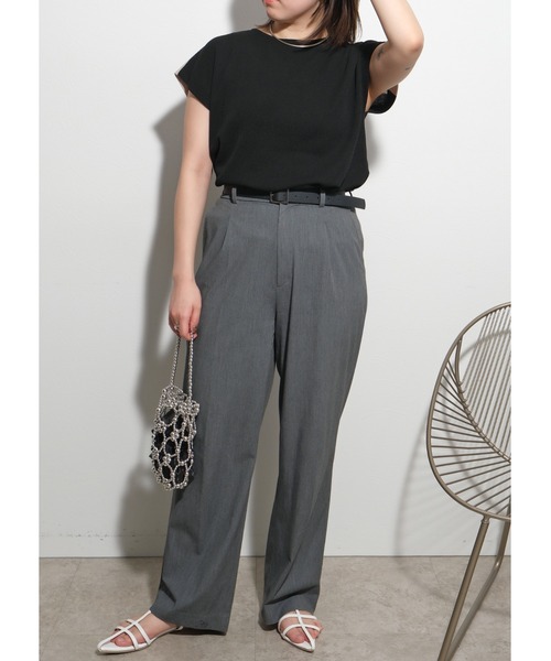 palm RICHE（ポームリシュ）の「バイカラーニットTOPS（Tシャツ/カットソー・レディース・チャコールグレー/ブラック/オフホワイト・M）」の8枚目の写真