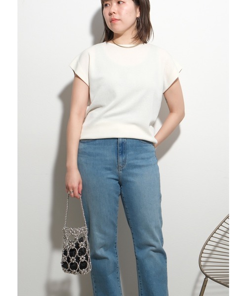 palm RICHE（ポームリシュ）の「バイカラーニットTOPS（Tシャツ/カットソー・レディース・チャコールグレー/ブラック/オフホワイト・M）」の22枚目の写真
