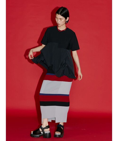 UN3D.(アンスリード)の「マルチボーダーニットスカート(スカート・レディース・ブラック/グレー・38/36)」の9枚目の写真