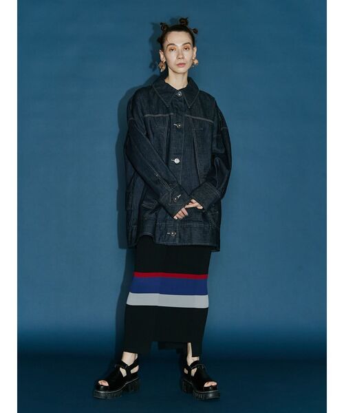 UN3D.(アンスリード)の「マルチボーダーニットスカート(スカート・レディース・ブラック/グレー・38/36)」の15枚目の写真