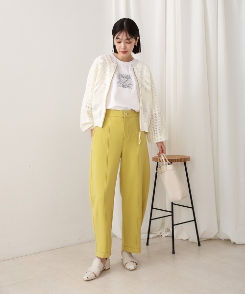 Bou Jeloud（ブージュルード）の「メッシュニットZIPブルゾン（ブルゾン・レディース・アイボリー/チャコールグレー・FREE）」の4枚目の写真