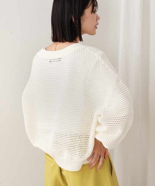 Bou Jeloud（ブージュルード）の「メッシュニットZIPブルゾン（ブルゾン・レディース・アイボリー/チャコールグレー・FREE）」の8枚目の写真