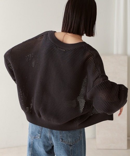 Bou Jeloud（ブージュルード）の「メッシュニットZIPブルゾン（ブルゾン・レディース・アイボリー/チャコールグレー・FREE）」の16枚目の写真