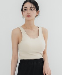 カップ付きラウンドネックタンクトップ[外で着られるブラトップスOUT BRA]