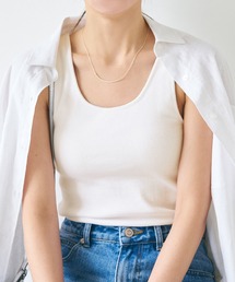カップ付きラウンドネックタンクトップ[外で着られるブラトップスOUT BRA]