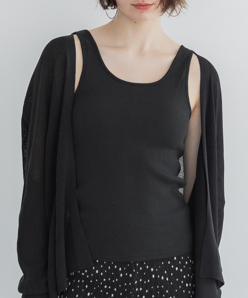coca（coca）（コカ）の「カップ付きラウンドネックタンクトップ[外で着られるブラトップスOUT BRA]（タンクトップ・レディース・ブラック/アイボリー/ライトベージュ・S/M/L）」の2枚目の写真