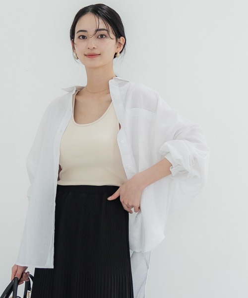 coca（coca）（コカ）の「カップ付きラウンドネックタンクトップ[外で着られるブラトップスOUT BRA]（タンクトップ・レディース・ブラック/アイボリー/ライトベージュ・S/M/L）」の16枚目の写真