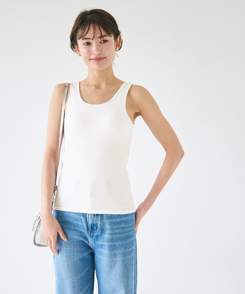 coca（coca）（コカ）の「カップ付きラウンドネックタンクトップ[外で着られるブラトップスOUT BRA]（タンクトップ・レディース・ブラック/アイボリー/ライトベージュ・S/M/L）」の22枚目の写真