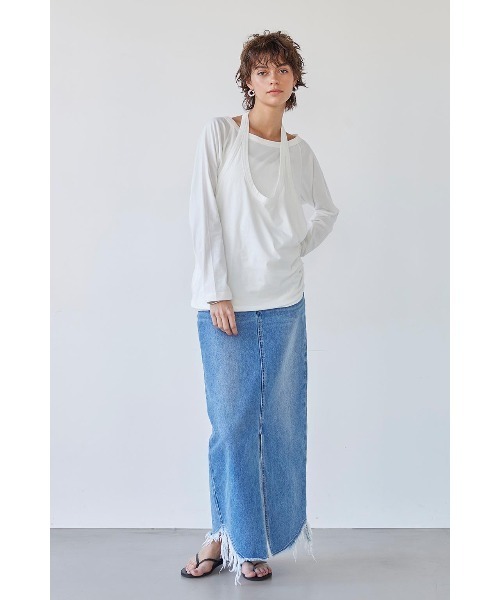 ALEXIA STAM(アリシアスタン)の「Halterneck Layered Tee /ホルターネックTee(Tシャツ/カットソー・レディース・ホワイト/ブラック/グレー・FREE)」の5枚目の写真