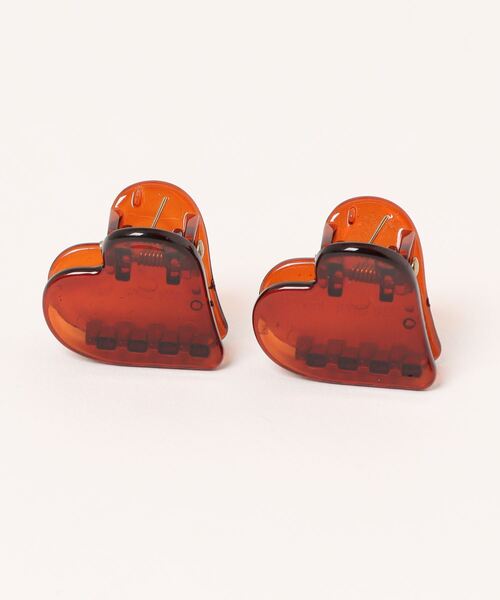 Fun & Daily（ファンアンドデイリー）の「2セット・クリアハートスモールクリップ（バレッタ/ヘアクリップ・レディース・レッド/ピンク/グリーン/イエロー/ブルー/ブラウン・FREE）」の2枚目の写真