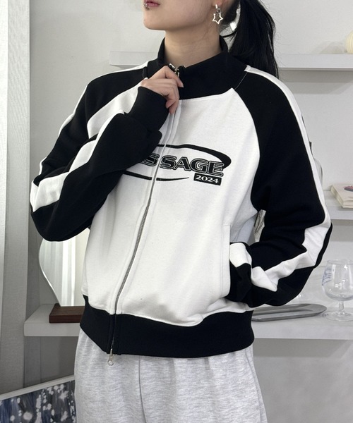 AMESWORLDWIDE(アメスワールドワイド)の「【UNISEX】AMES WORLDWIDE/ライントラック ZIPUP 2111565(スウェット・レディース・ホワイト/グレー・MEDIUM/LARGE)」の2枚目の写真