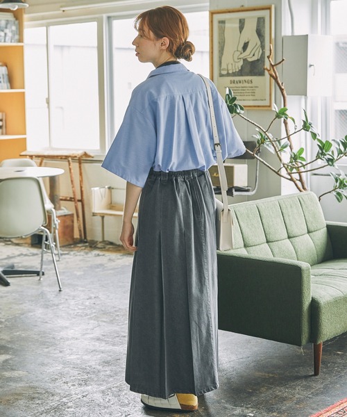 MONO-MART LADY'S（モノマートレディース）の「ワンポイントナンバリング刺繍ハーフジップシャツ（シャツ/ブラウス・レディース・サックスブルー/オフホワイト/グレー/ネイビー/ブラック/チャコールグレー/モカ・FREE）」の16枚目の写真