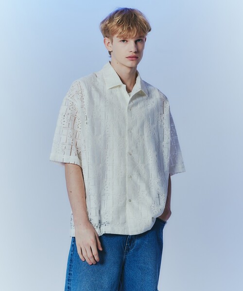 tk.TAKEO KIKUCHI（ティーケータケオキクチ）の「◆レースデザインシャツ（シャツ/ブラウス・メンズ・ブラック系1/ネイビー系/ホワイト系1/ブラック/ホワイト系2/ブラック系/ホワイト/ブルー系その他4/ホワイト系3/ブラック系2・02/03）」の4枚目の写真