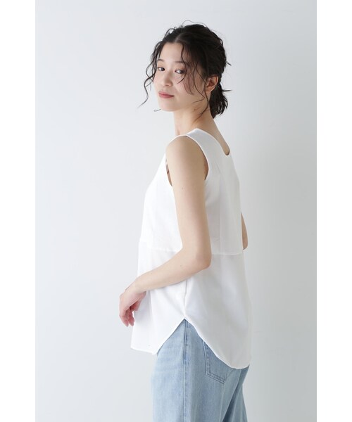 human woman（ヒューマンウーマン）の「布帛ドッキングタンクトップ（タンクトップ・レディース・ホワイト・MEDIUM）」の4枚目の写真