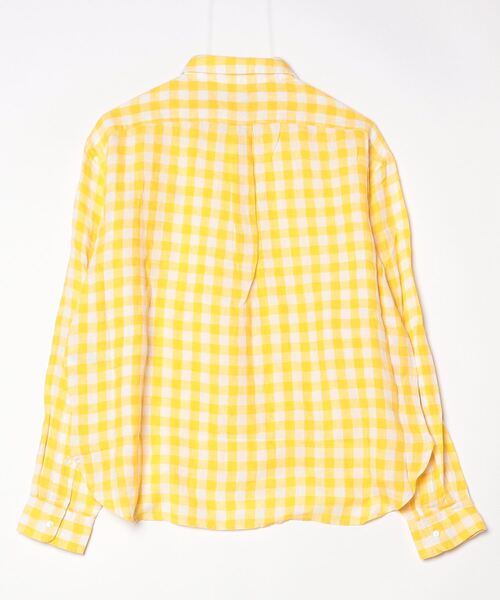 イエローストライプ★ポロラルフローレン　リネンシャツ　L〜XL 現行 人気のストライプ☆ポロラルフローレン リネンシャツ イエロー L