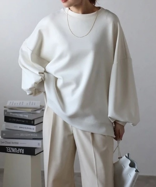 ANOTHER S（アナザーエス）の「ボリューム袖プルオーバー ダンボール（Tシャツ/カットソー・レディース・アイボリー/ブラック・FREE）」の3枚目の写真