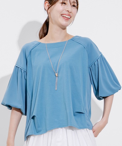 Jayro（ジャイロ）の「布帛切替トップス（Tシャツ/カットソー・レディース・ブラック/ブルー/ホワイト系その他/レンガ・M）」の4枚目の写真