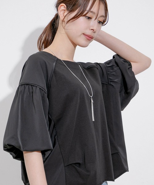 Jayro（ジャイロ）の「布帛切替トップス（Tシャツ/カットソー・レディース・ブラック/ブルー/ホワイト系その他/レンガ・M）」の21枚目の写真