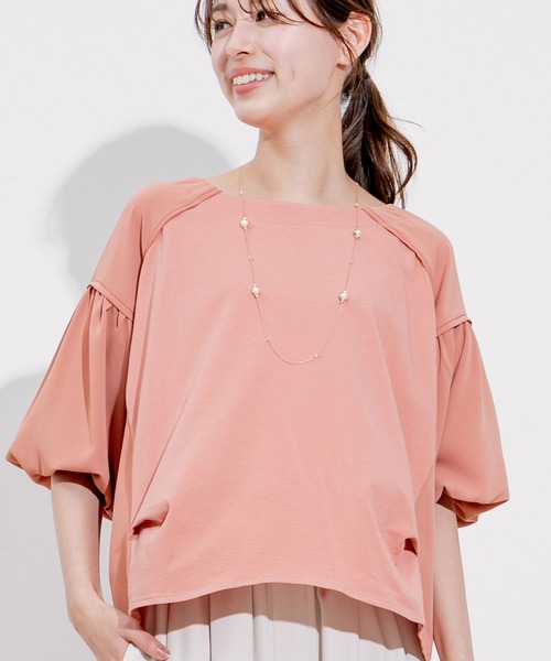 Jayro（ジャイロ）の「布帛切替トップス（Tシャツ/カットソー・レディース・ブラック/ブルー/ホワイト系その他/レンガ・M）」の13枚目の写真