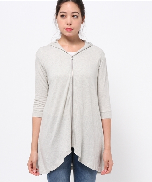 LBC(エルビーシー)の「omPU混フードジップトッパー(カーディガン/ボレロ・レディース・オフホワイト/アッシュグレー/ダークネイビー・MEDIUM/LARGE)」の8枚目の写真