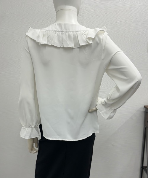 Miniministore(ミニミニストア)の「フリル襟 ボウタイブラウス 大人通勤OL(シャツ/ブラウス・レディース・ブルーグリーン/ブラック/オフホワイト/レッド・FREE)」の19枚目の写真
