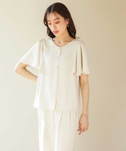 Emilyan（エミリアン）の「【魔法ブラウス】WEB限定！まるで着てないみたい！ハイストレッチカルゼワッシャー・フレアーお袖前後2wayブラウス（シャツ/ブラウス・レディース・サックスブルー/オフホワイト/ライトグレー・S/M/L）」の15枚目の写真