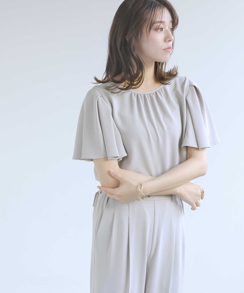 Emilyan（エミリアン）の「【魔法ブラウス】WEB限定！まるで着てないみたい！ハイストレッチカルゼワッシャー・フレアーお袖前後2wayブラウス（シャツ/ブラウス・レディース・サックスブルー/オフホワイト/ライトグレー・S/M/L）」の19枚目の写真