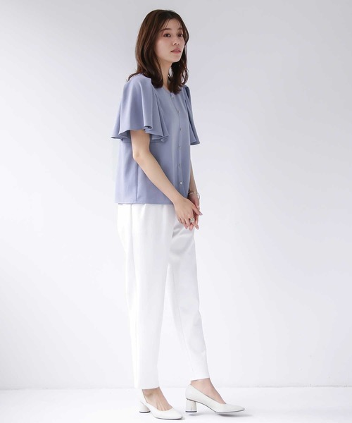 Emilyan（エミリアン）の「【魔法ブラウス】WEB限定！まるで着てないみたい！ハイストレッチカルゼワッシャー・フレアーお袖前後2wayブラウス（シャツ/ブラウス・レディース・サックスブルー/オフホワイト/ライトグレー・S/M/L）」の21枚目の写真