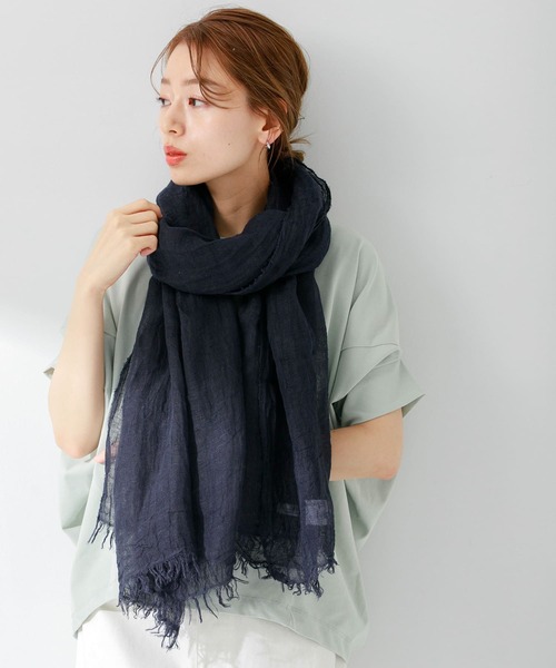 URBAN RESEARCH Sonny Label(アーバンリサーチサニーレーベル)の「イタリア製リネンストール(ストール/ショール・レディース・ライトグレー/オレンジ/ネイビー・ONE)」の3枚目の写真