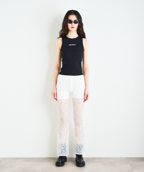 ANNA SUI NYC（アナ スイ エヌ ワイ シー）の「ANNA SUI NYC ストレッチレースフレアパンツ（その他パンツ・レディース・ホワイト/パープル/ブラック・FREE）」の4枚目の写真