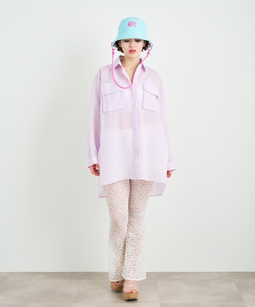 ANNA SUI NYC（アナ スイ エヌ ワイ シー）の「ANNA SUI NYC ストレッチレースフレアパンツ（その他パンツ・レディース・ホワイト/パープル/ブラック・FREE）」の6枚目の写真