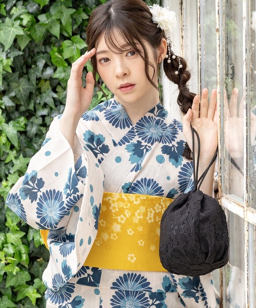 Honeys(ハニーズ)の「浴衣巾着ハンドバッグ(和装小物・レディース・アイボリー/ブラック/ホワイト系その他・FREE)」の8枚目の写真