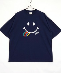 【GROOVY STORE】SMILEY FACE サガラ刺繍 オーバーサイズTシャツ UVカット&COOL&DRY
