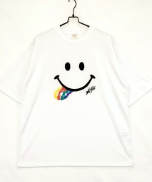 SMILEY FACE | 【GROOVY STORE】SMILEY FACE サガラ刺繍 オーバーサイズTシャツ UVカット&COOL&DRY(Tシャツ/カットソー)