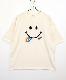 【GROOVY STORE】SMILEY FACE サガラ刺繍 オーバーサイズTシャツ UVカット&COOL&DRY