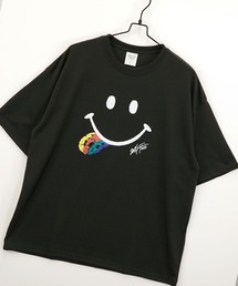 【GROOVY STORE】SMILEY FACE サガラ刺繍 オーバーサイズTシャツ UVカット&COOL&DRY