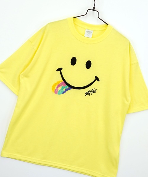 SMILEY FACE(スマイリーフェイス)の「【GROOVY STORE】SMILEY FACE サガラ刺繍 オーバーサイズTシャツ UVカット&COOL&DRY(Tシャツ/カットソー・メンズ・ホワイト/ライトグリーン/ネイビー/ブラック/オフホワイト/グレイッシュブルー/レモンイエロー/スミクロ・M/L/LL)」の14枚目の写真