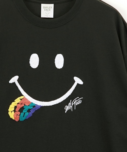 SMILEY FACE(スマイリーフェイス)の「【GROOVY STORE】SMILEY FACE サガラ刺繍 オーバーサイズTシャツ UVカット&COOL&DRY(Tシャツ/カットソー・メンズ・ホワイト/ライトグリーン/ネイビー/ブラック/オフホワイト/グレイッシュブルー/レモンイエロー/スミクロ・M/L/LL)」の16枚目の写真