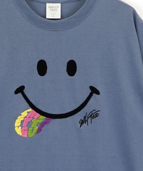 SMILEY FACE(スマイリーフェイス)の「【GROOVY STORE】SMILEY FACE サガラ刺繍 オーバーサイズTシャツ UVカット&COOL&DRY(Tシャツ/カットソー・メンズ・ホワイト/ライトグリーン/ネイビー/ブラック/オフホワイト/グレイッシュブルー/レモンイエロー/スミクロ・M/L/LL)」の17枚目の写真