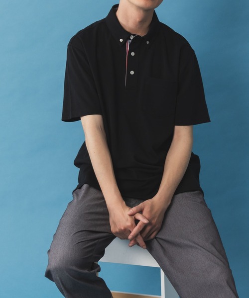 NAVY（ネイビー）の「リップルカノコポロシャツ（ポロシャツ・メンズ・ホワイト/ネイビー/ブラック・S/M/L/XL/XXL）」の6枚目の写真