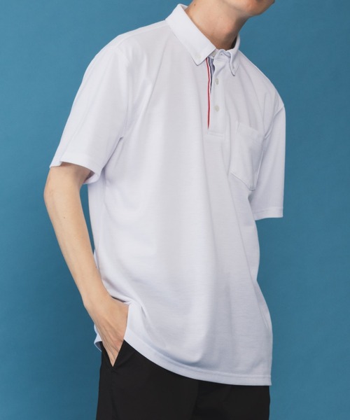 NAVY（ネイビー）の「リップルカノコポロシャツ（ポロシャツ・メンズ・ホワイト/ネイビー/ブラック・S/M/L/XL/XXL）」の4枚目の写真