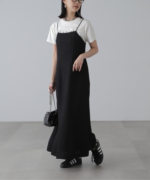 値下げブラックキャミワンピース セール】◇【3サイズ展開XS-M】ぽこぽこチェックマーメイド