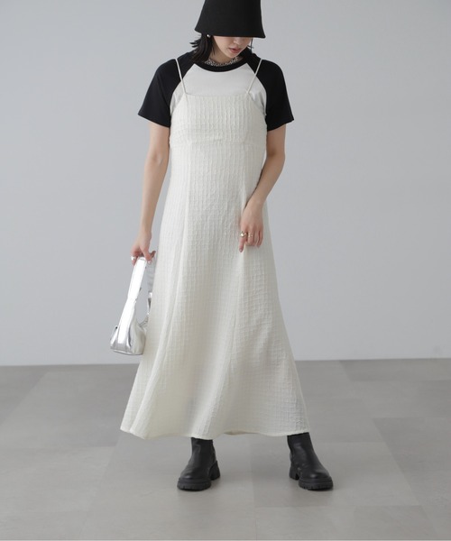 FREE'S MART(フリーズマート)の「◇【3サイズ展開XS-M】ぽこぽこチェックマーメイドキャミワンピース【低身長サイズ有】(ワンピース・レディース・ホワイト/ブラック/ブラック系その他・X-SMALL/SMALL/MEDIUM)」の10枚目の写真