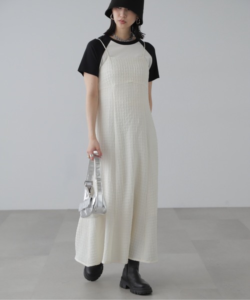 FREE'S MART(フリーズマート)の「◇【3サイズ展開XS-M】ぽこぽこチェックマーメイドキャミワンピース【低身長サイズ有】(ワンピース・レディース・ホワイト/ブラック/ブラック系その他・X-SMALL/SMALL/MEDIUM)」の11枚目の写真