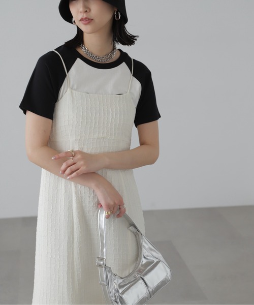 FREE'S MART(フリーズマート)の「◇【3サイズ展開XS-M】ぽこぽこチェックマーメイドキャミワンピース【低身長サイズ有】(ワンピース・レディース・ホワイト/ブラック/ブラック系その他・X-SMALL/SMALL/MEDIUM)」の5枚目の写真