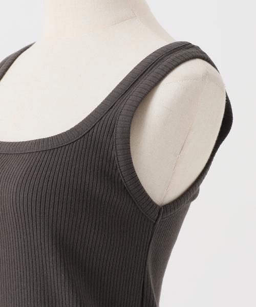 B.C STOCK(ベーセーストック)の「Gleamy/グリーミー 2WAYリブタンクトップ(タンクトップ・レディース・チャコールグレー/ピンク系その他/グリーン・FREE)」の4枚目の写真