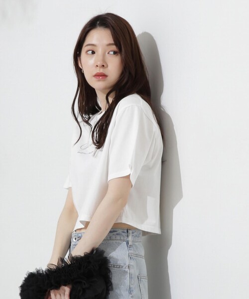 PROPORTION BODY DRESSING（プロポーションボディドレッシング）の「ショート丈ロゴＴシャツ（Tシャツ/カットソー・レディース・ホワイト系その他/ピンク・FREE）」の6枚目の写真