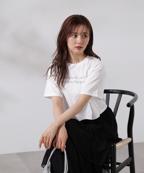 PROPORTION BODY DRESSING（プロポーションボディドレッシング）の「ショート丈ロゴＴシャツ（Tシャツ/カットソー・レディース・ホワイト系その他/ピンク・FREE）」の8枚目の写真