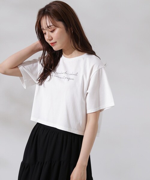 PROPORTION BODY DRESSING（プロポーションボディドレッシング）の「ショート丈ロゴＴシャツ（Tシャツ/カットソー・レディース・ホワイト系その他/ピンク・FREE）」の10枚目の写真